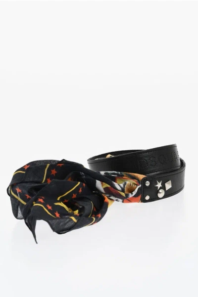 DSQUARED2 Leather and Fabric Belt with Tie Detail 30mm