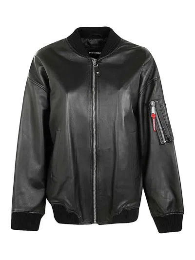 DSQUARED2 LEATHER OVERSIZE BOMBER