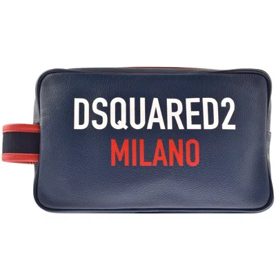 DSQUARED2 DSQUARED2 LEATHER WASH BAG NAVY