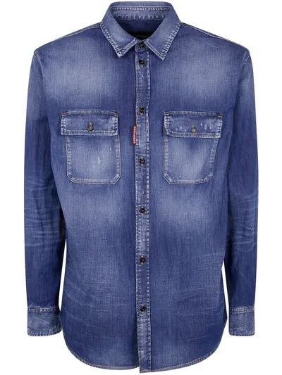 DSQUARED2 DSQUARED2 LIGHT WASH RELAX DAN WORKER POCKET SHIRT