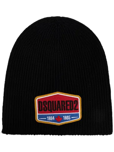 DSQUARED2 LOGO-APPLIQUÉ WOOL BEANIE