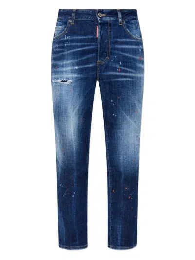 DSQUARED2 LOGO-PATCH DISTRESSED JEANS