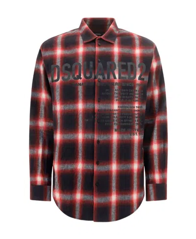 DSQUARED2 DSQUARED2 LOGO-PRINTED LONG-SLEEVED CHECKED SHIRT
