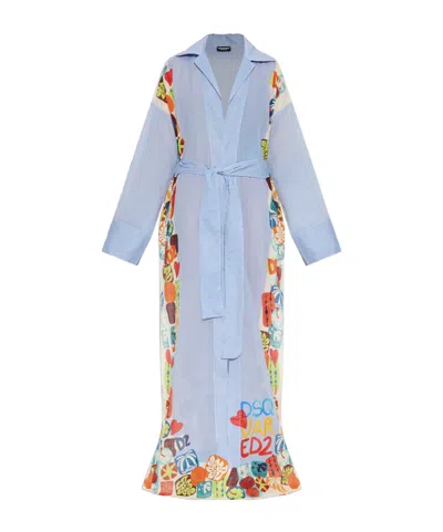 DSQUARED2 DSQUARED2 GRAPHIC PRINTED STRIPED BELTED KIMONO