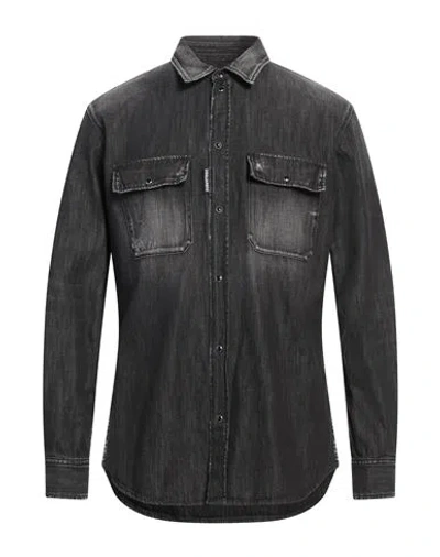 DSQUARED2 DSQUARED2 MAN DENIM SHIRT BLACK SIZE 44 COTTON
