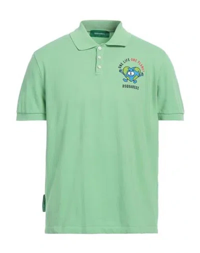 DSQUARED2 DSQUARED2 MAN POLO SHIRT LIGHT GREEN SIZE L COTTON