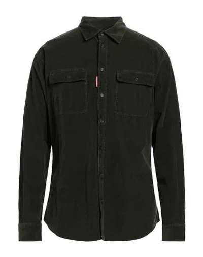 DSQUARED2 DSQUARED2 MAN SHIRT MILITARY GREEN SIZE 42 COTTON, ELASTANE