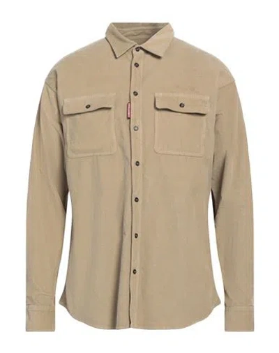 DSQUARED2 DSQUARED2 MAN SHIRT SAND SIZE 40 COTTON, ELASTANE