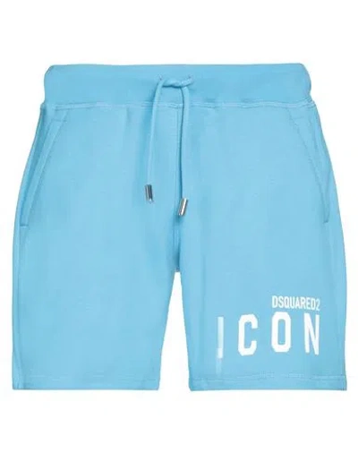 DSQUARED2 DSQUARED2 MAN SHORTS & BERMUDA SHORTS AZURE SIZE S COTTON, ELASTANE