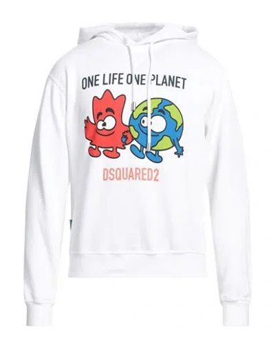 DSQUARED2 DSQUARED2 MAN SWEATSHIRT WHITE SIZE L COTTON, ELASTANE