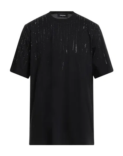 DSQUARED2 DSQUARED2 MAN T-SHIRT BLACK SIZE L COTTON, GLASS