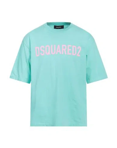 DSQUARED2 DSQUARED2 MAN T-SHIRT TURQUOISE SIZE L COTTON