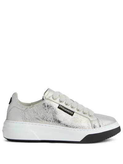 DSQUARED2 METALLIC-FINISH LACE-UP SNEAKERS