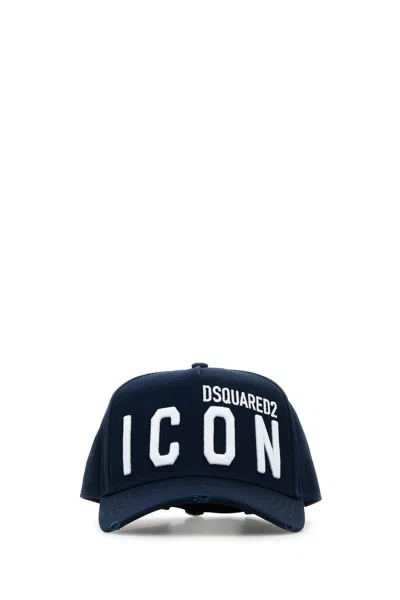 DSQUARED2 NAVY BLUE GABARDINE BASEBALL CAP