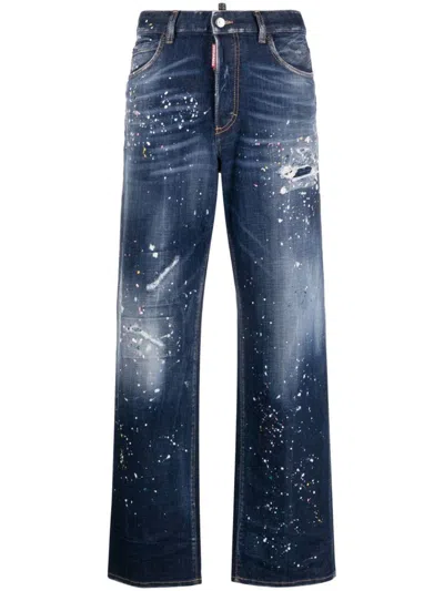 DSQUARED2 DSQUARED2 PAINT SPLATTER-DETAIL WASHED DENIM JEANS