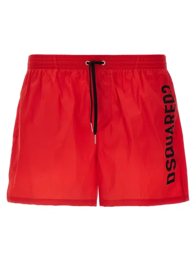 DSQUARED2 MEN RED MIDI BOXER SHORTS, XL LUXURY SWIMWEAR FOR MEN DARVEYS