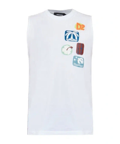 DSQUARED2 DSQUARED2 SUMMER LOVERS PRINTED SLEEVELESS T-SHIRT