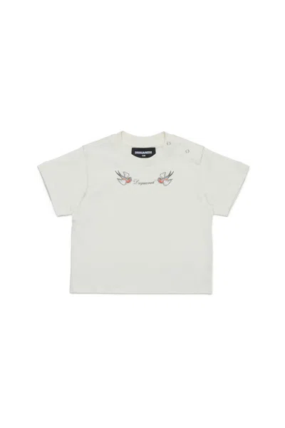 DSQUARED2 T-SHIRT WITH BIRDS PRINT