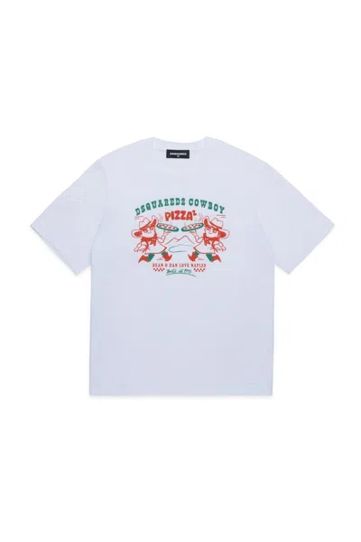 DSQUARED2 T-SHIRT WITH COWBOY PIZZA GRAPHICS