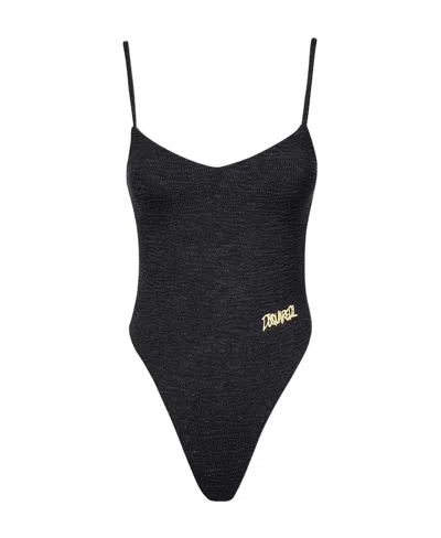 DSQUARED2 TEXTURED LOGO-EMBROIDERED SWIMSUIT