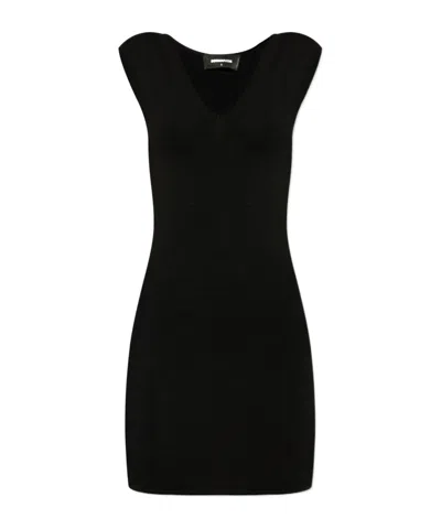 DSQUARED2 DSQUARED2 LOGO PLAQUE V-NECK MINI DRESS