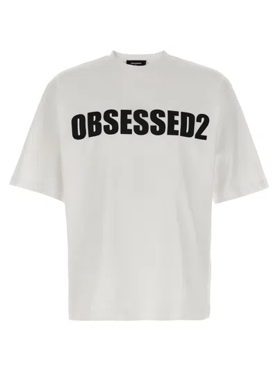 DSQUARED2 MEN WHITE PRINTED T-SHIRT, XL LUXURY T-SHIRTS FOR MEN DARVEYS