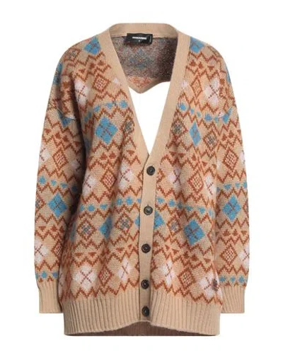 DSQUARED2 DSQUARED2 WOMAN CARDIGAN SAND SIZE L WOOL, POLYAMIDE, MOHAIR WOOL