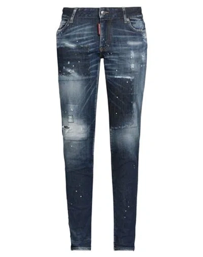 DSQUARED2 DSQUARED2 WOMAN JEANS BLUE SIZE 6 COTTON, ELASTOMULTIESTER, ELASTANE, CALFSKIN