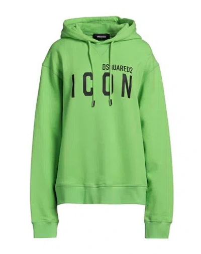 DSQUARED2 DSQUARED2 WOMAN SWEATSHIRT LIME GREEN SIZE XS COTTON, ELASTANE