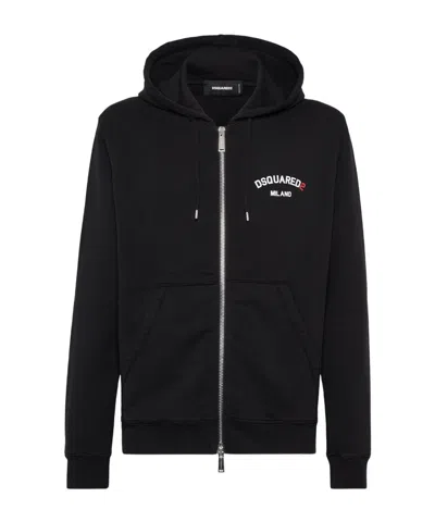 DSQUARED2 DSQUARED2 LOGO-PRINTED ZIP-UP DRAWSTRING HOODIE