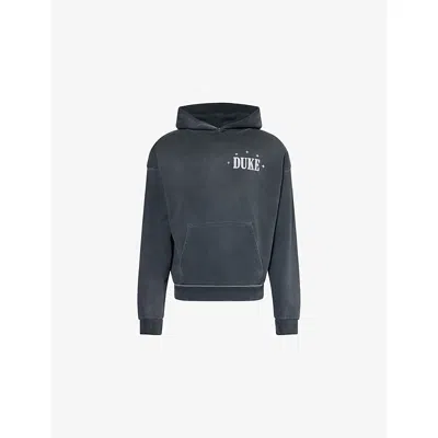 DUKE & DEXTER MENS DUKE & DEXTER BRAND-PRINT KANGAROO-POCKET COTTON-JERSEY HOODY