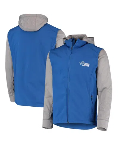 DUNBROOKE MEN'S DUNBROOKE BLUE AND GRAY DETROIT LIONS ALPHA FULL-ZIP JACKET