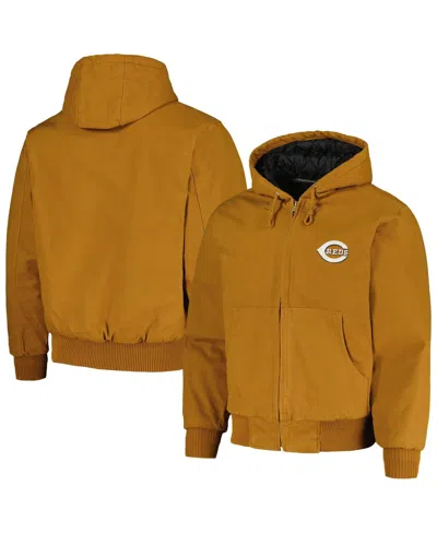 DUNBROOKE MEN'S DUNBROOKE BROWN CINCINNATI REDS DAKOTA WORK FULL-ZIP HOODIE JACKET