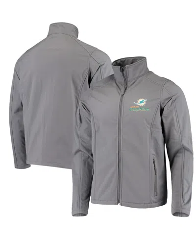 DUNBROOKE MEN'S DUNBROOKE CHARCOAL MIAMI DOLPHINS SONOMA SOFTSHELL FULL-ZIP JACKET