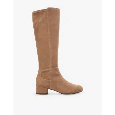 DUNE WOMENS TAYLA KNEE-HIGH SUEDE BOOTS CARAMEL SUED