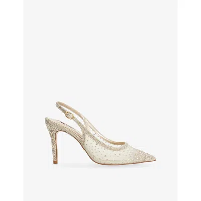 DUNE WOMENS GOLD PLAIN SYNTHETIC COMPASSIONATE RHINESTONE-EMBELLISHED MESH COURTS EUR 41 / 8 UK