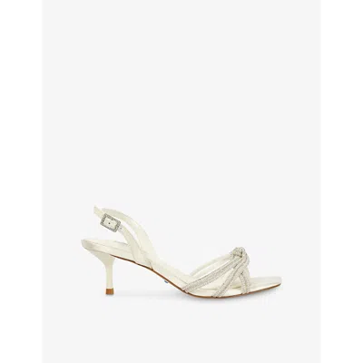 DUNE WOMENS DUNE MOMENTS CRYSTAL-EMBELLISHED WOVEN HEELED SANDALS