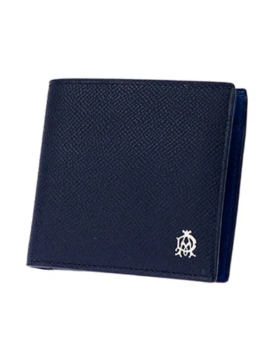 DUNHILL NAVY BLUE LOGO DOUBLE FOLD WALLET