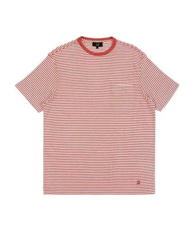 DUNHILL ROUND COLLAR STRIPED T-SHIRT