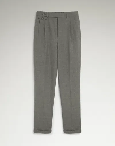 DUNHILL WOOL SUPER 130'S AND CASHMERE DOUBLE PLEATED TRAVEL TROUSERS