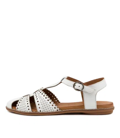 E-VIE ALFIE & EVIE FOSSIL WHITE LEATHER WOMENS SHOES CASUAL SANDALS SANDALS FLAT