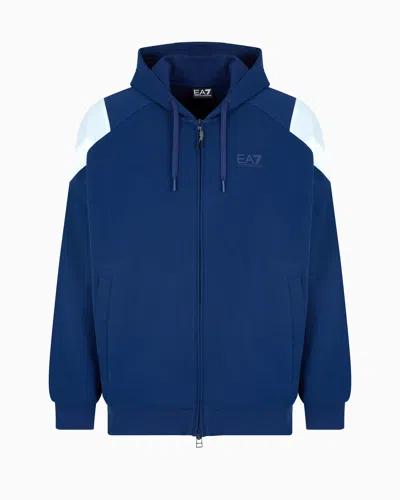 EA7 7 LINES HOODED COTTON SWEATSHIRT