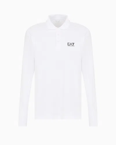 EA7 CORE IDENTITY STRETCH-COTTON, LONG-SLEEVED POLO SHIRT