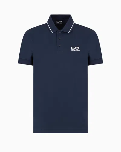 EA7 CORE IDENTITY STRETCH-COTTON PIQUÉ POLO SHIRT