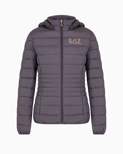 EA7 CORE LADY RECYCLED TECHNICAL FABRIC PADDED HOODED JACKET