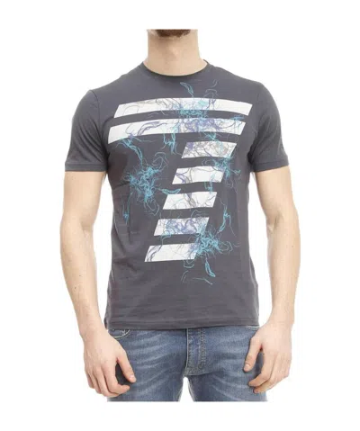EA7 DARK GRAY LOGO ROUND COLLAR T-SHIRT