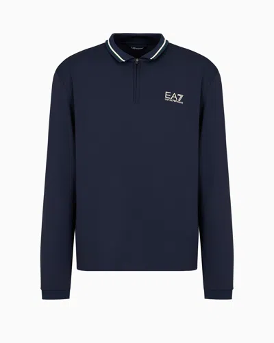 EA7 GOLF PRO LONG-SLEEVED POLO SHIRT IN VENTUS7 TECHNICAL FABRIC