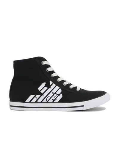 EA7 LOGO HIGH-TOP CASUAL SNEAKERS