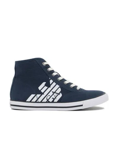 EA7 LOGO HIGH-TOP CASUAL SNEAKERS