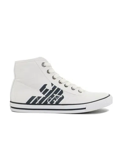 EA7 LOGO HIGH-TOP CASUAL SNEAKERS